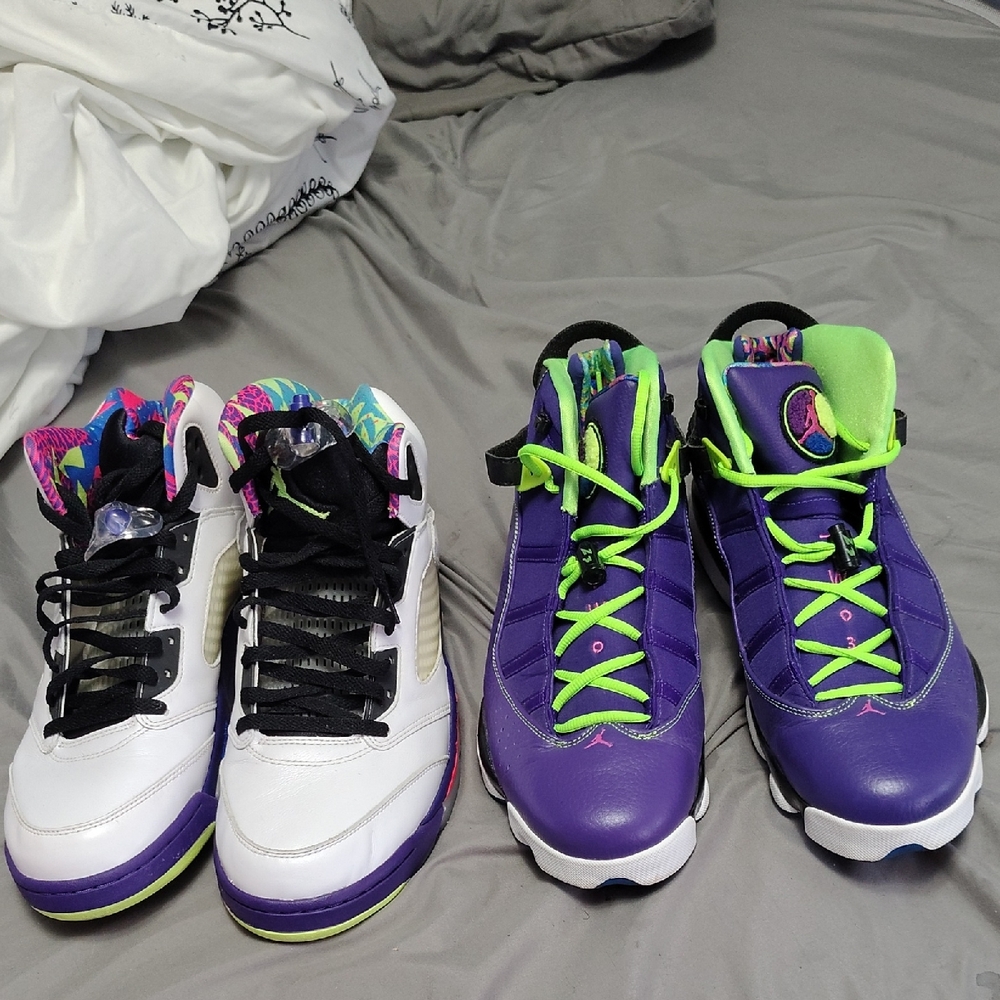 Jordan 5s The White And Purple Pair